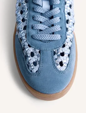 Zapatillas deportivas de mujer de piel trenzada con piezas de piel en acabado serraje - Gioseppo - FashionsVida