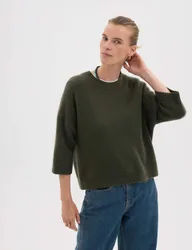 Pure Cashmere Oversized Knitted Top Khaki female