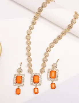 A Set Of Elegant Women's Agate Colored Emerald Necklaces Earrings Two-piece Set Of Arab Bride Wedding Dress Accessories - Aliexpress - FashionsVida