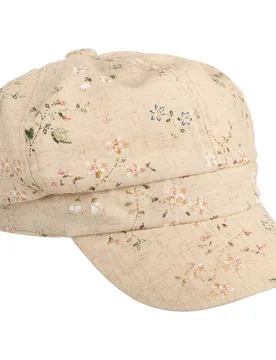 Flowers Linen Newsboy Cap by - beige - Damen - Size: S (55-56 cm) - Lipodo - FashionsVida