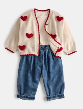 Piece Heart Cardigan Outfit (0-5 Yrs) Cream Mix Female - M&S - FashionsVida