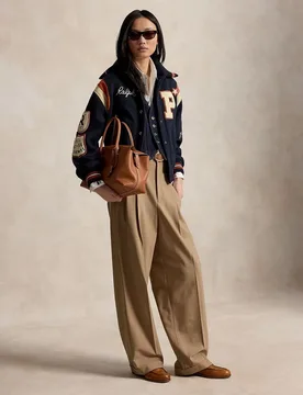 Cazadora bomber de mujer en mezcla de lana con parches - Polo Ralph Lauren - FashionsVida
