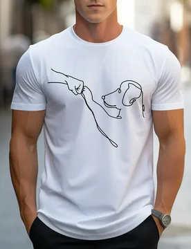 MBDMBD men's minimalist dog line art pattern summer casual men's cotton T-shirt - Aliexpress - FashionsVida