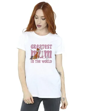 Women's The Aristocats Greatest Mum Cotton Boyfriend T-Shirt in White Size: Medium - White - Size: M - Disney - FashionsVida