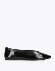 Leather Patent Flat Ballet Pumps Black female