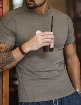 Maden Gray Casual Lyocell Cool-Touch Short Sleeve T-Shirt Men's Summer Quick-Dry V-Neck Fitness Tee Slim Fit Gym Versatile Tops - Aliexpress - FashionsVida