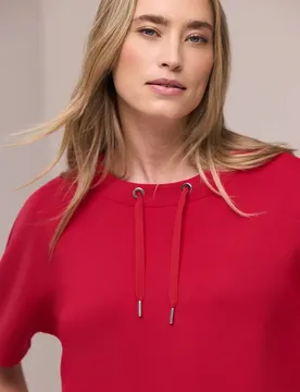 Dropped Shoulder Shirt im Silk-Look female Rot - Street One - FashionsVida