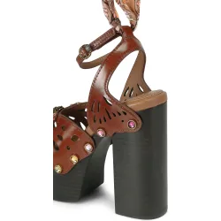 Sandalias de tacón de mujer Butterfly con plataforma de piel