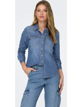 Camisa de mujer denim manga larga - Only - FashionsVida