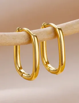 Smooth U-shape Hoop Earrings for Women New in Gold Color Stainless Steel Earrings Round Circle Party Ear Buckle Jewelry 2024 - Aliexpress - FashionsVida
