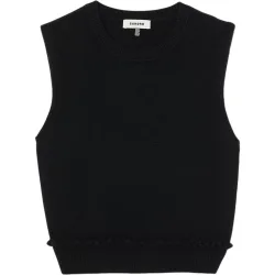 Jersey de mujer corto sin mangas con volante