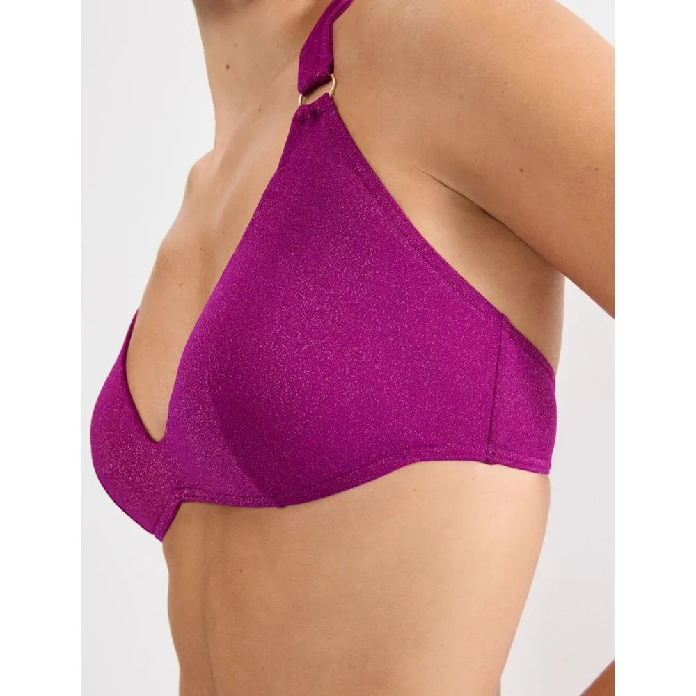 Top de bikini de lúrex con cuello halter, sin aro y copa push-up - Triumph - FashionsVida