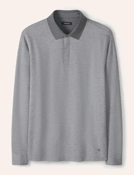 Jaquard-Polo Bicolor, noch offen: Größenlauf, Farbe Grau, 56, edler Jacquard-Jersey reine Baumwolle Herren - Walbusch - FashionsVida