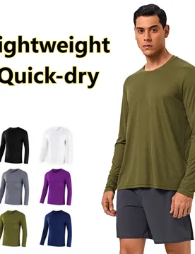 Men’s Solid Color Outdoor Sports Long Sleeve T-Shirt Quick Dry Lightweight Running Fitness Training Top Loose Fit Athletic Shirt - Aliexpress - FashionsVida