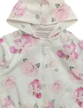 Felpa Aperta 0194 Panna/rosa Sweet Roses 390800 0016 - Monnalisa - FashionsVida