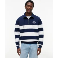 Sudadera de caballero estampada con media cremallera