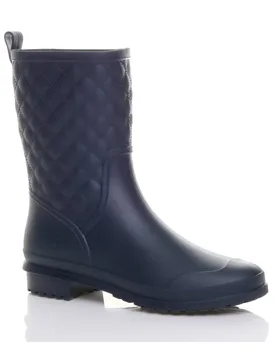 Women's Low Heel Waterproof Wellingtons Quilted Ankle Boots Wellies in Navy Size: 3 - Navy - Size: 3 - Ajvani - FashionsVida