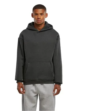 Felpa Con Cappuccio Fluffy Charcoal M - Build Your Brand - FashionsVida
