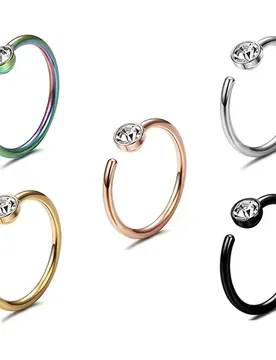 C Shape 20G Stainless Steel Nose Hoop Ring for Women CZ Gem Crystal Cartilage Earrings Nose Piercing Hoop Body Piercing Jewelry - Aliexpress - FashionsVida