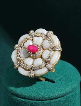 Vintage Heart Rhinestone Large Flower Red Rings Gold Color Women Natural Stone Jewelry 2026 Antique Wedding Art Deco New Trends - Aliexpress - FashionsVida