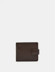 Leather Pebble Grain Bifold Wallet Dark Brown male