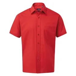 Mens Short Sleeve Poplin Shirt (Red) - Size 16 Inch