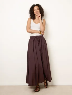 Gathered Panel Maxi Skirt - M/L / CHOCOLATE - female - Blue Vanilla - FashionsVida