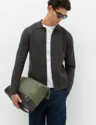 Cotton Blend Milano Knit Overshirt Dark Charcoal male
