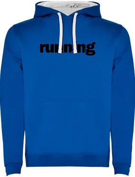 Felpa Con Cappuccio Word Running Two-colour Royal Blue / White 2XL - Kruskis - FashionsVida