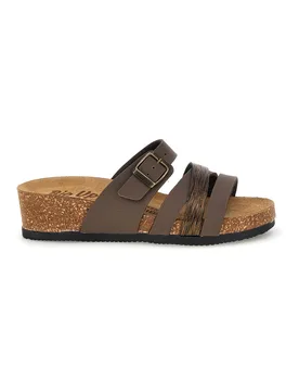 Ciabatte taupe con fasce e plantare anatomico 308 37 - BIO UP - FashionsVida