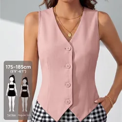 Chaleco Blazer de Botón Frontal Sólido para Otoño/Invierno Tall M