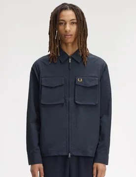 Mens Overshirt In Dark Blue Nylon - Size 2xl - Fred perry - FashionsVida
