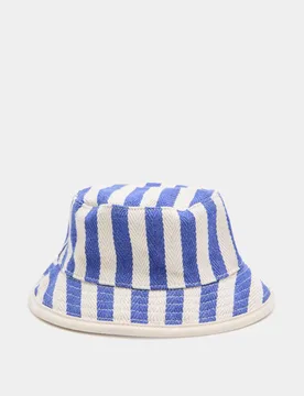 Baby Chunky Stripe Twill Bucket Hat (0-3 Yrs) Blue Mix male - M&S - FashionsVida