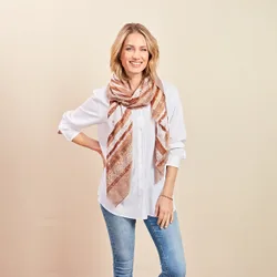 Schal mit Streifen-Print und Glitzereffekten champagner
