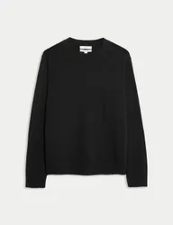 Pure Lambswool Crew Neck Jumper Black male