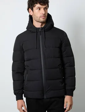 Men's Black Quilted Hooded Jacket Size: Small - Black - Size: S - Burton - FashionsVida