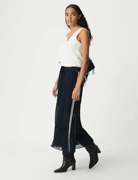 Falda larga plisada con bandas sport - IKKS - FashionsVida