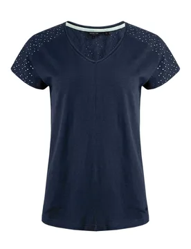 Weird Fish Pernille Organic Cotton Cutaway T-Shirt Size 8 - sale all-sale sale womens women women all-womens women tshirts-and-tops women tshirts-and- - Navy - FashionsVida