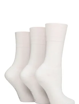 Women's 3 Pair SOCKSHOP Cotton Cushioned Foot Sports Socks White 4-8 - White - Size: Small - Gentle Grip - FashionsVida