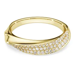 Anello a fascia Classica, Taglio Round, Bianco, Argento Sterling, finitura oro 18k 50