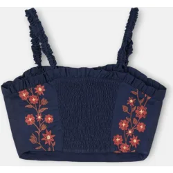 Silbon - Top flores bordadas azul