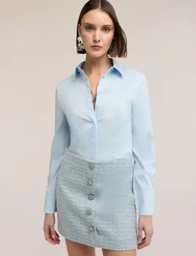 Camisa de mujer de popelina cuello de vela y abotonadura inglesa - Motivi - FashionsVida
