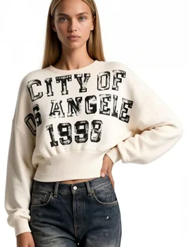 Womens Cotton-Blend Sweatshirt - Cream - Size Small - Busem - FashionsVida