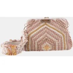 Clutch con boquilla de algodón con bordados en