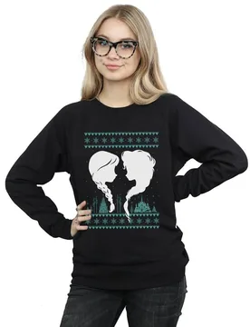 Women's Frozen Christmas Sisters Sweatshirt in Black Size: 2XL - Black - Size: 2XL - Disney - FashionsVida