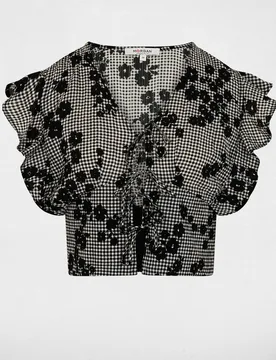 Camisa de mujer estampada con escote pico - Morgan - FashionsVida
