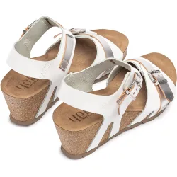 Sandalias de cuña de mujer de piel