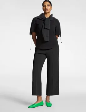 Pantalones de mujer palazzo en scuba ajuste jogger con banda elástica en la cintura y bolsillos - Elena Miró - FashionsVida
