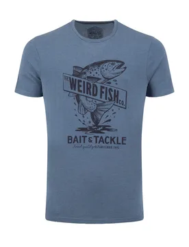 Weird Fish Leaping Fish Front Print Graphic T-Shirt Size 5XL - men men all-mens men tshirts men tshirts graphic sale all-sale sale mens - Faded Blue - FashionsVida