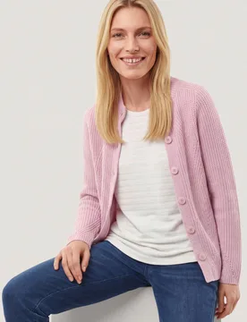 Cashmino Strickjacke Nahtlos, noch offen: Größenlauf, Farbe Rosa, 42, weiche Merinowolle mit kostbarem Cashmere Damen - Walbusch - FashionsVida